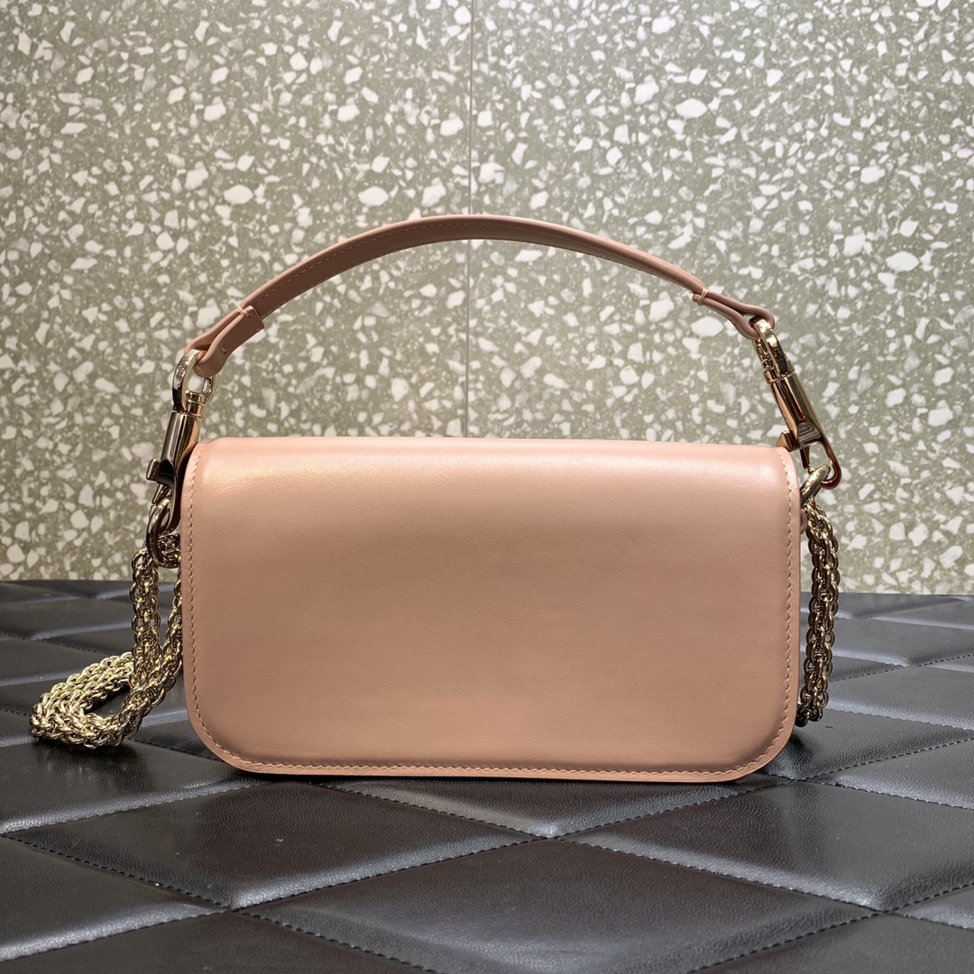 Valentino Garavani Loco Small Shoulder Bag in Nude Pink Calfskin Leather 